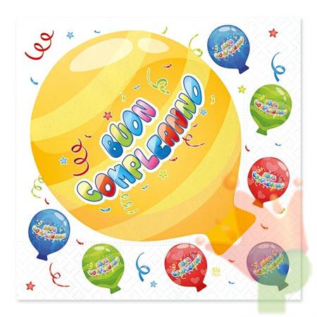 TOVAGLIOLI 33X33 BUON COMPLEANNO BALLOON 20PZ