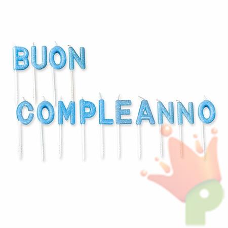 PICKS CANDELINE BUON COMPLEANNO CELESTE GLITTER 7CM