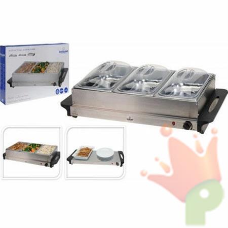 SCALDAVIVANDE ELETTRICO ACCIAIO INOX 200 W 3 INSERTI X 1,2 LT