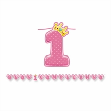 KIT SCRITTA MAXI 1° BUON COMPLEANNO ROSA 6MT