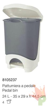 PATTUMIERA A PEDALE 24LT IDEA BIANCO-GRIGIO