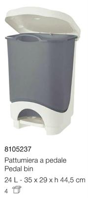 PATTUMIERA A PEDALE 24LT IDEA BIANCO-GRIGIO