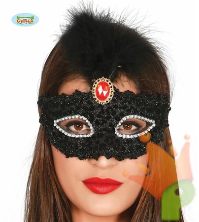 MASCHERA CON DIAMANTE E PIUME