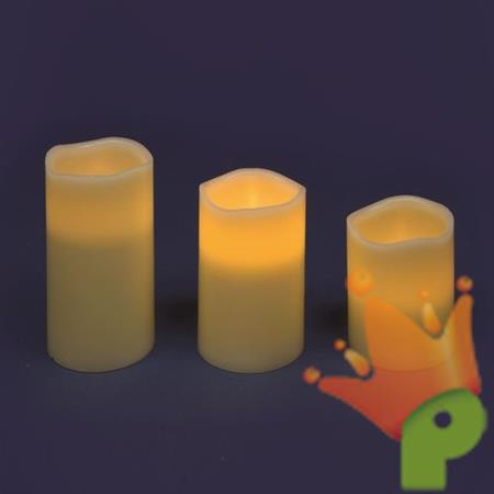 Set 3 Candele Ø7,5cm Avorio 1 LED CLASSIC Telecomando On-Off IR