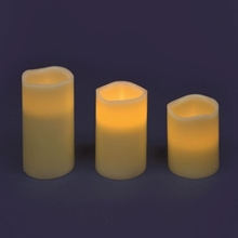 Set 3 Candele Ø7,5cm Avorio 1 LED CLASSIC Telecomando On-Off IR