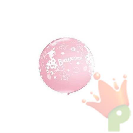 PALLONCINO 90CM BATTESIMO ROSA 2PZ