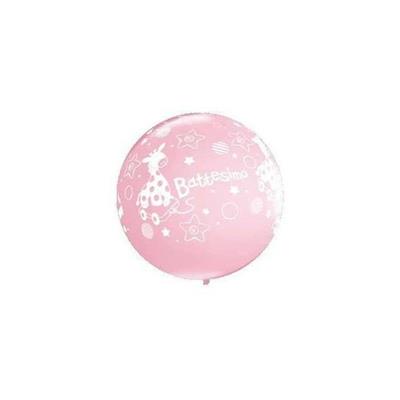 PALLONCINO 90CM BATTESIMO ROSA 2PZ