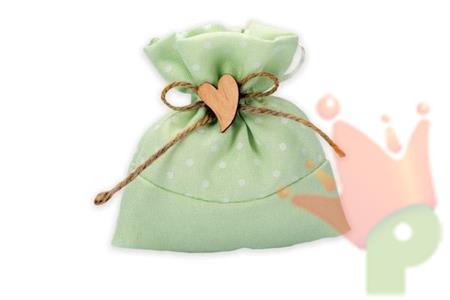 SACCHETTI CON APPLIQUE CUORE VERDE 10PZ