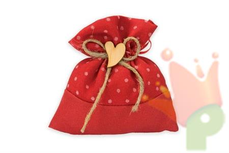 SACCHETTI CON APPL CUORE ROSSO 10PZ