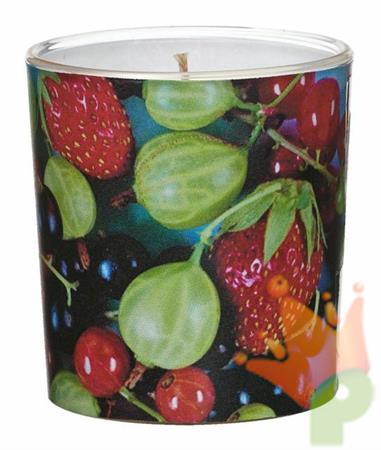 CANDELA PROFUMATA IN VASO DI VETRO FRUTTI DI BOSCO