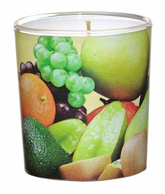 CANDELA PROFUMATA IN VASO DI VETRO AL MANGO E FRUTTI ESOTICI