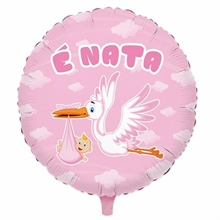 PALLONCINO MYLAR 18INCH CICOGNA NUVOLA ROSA