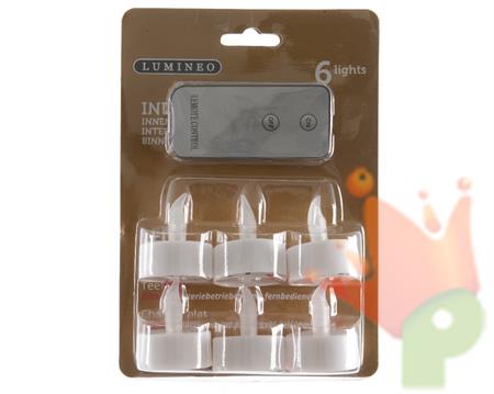 TEALIGHT A BATTERIA BLISTER 6PZ CON REMOTE CONTROLL3.8x4.6cm-6L