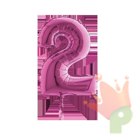 PALLONCINO MYLAR NUMERO 2 MEDIO 14INCH 36CM FUCSIA 5PZ