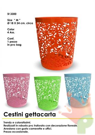 CESTINO PLASTICA FIORI D.18X24CM 4 COLORI ASSORTITI