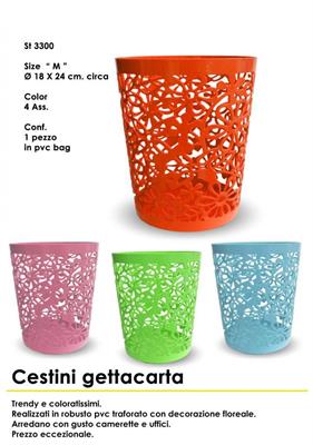 CESTINO PLASTICA FIORI D.18X24CM 4 COLORI ASSORTITI