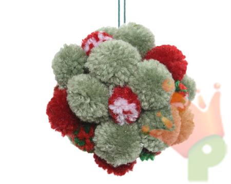 SFERA CON POMPOM VERDE 10CM