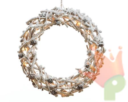 GHIRLANDA IN RATTAN INNEVATA CON 30 LED LUCE CALDA