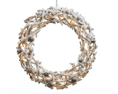 GHIRLANDA IN RATTAN INNEVATA CON 30 LED LUCE CALDA