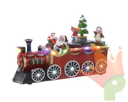 TRENO CON SANTA CLAUS E 12 LED MULTICOLOR