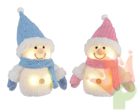 PUPAZZO DI NEVE CON 4 LED LUCE CALDA 16CM 2 ASSORTITI