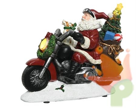 SANTA CLAUS IN MOTOCICLETTA CON LED GIALLO 87