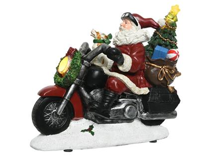 SANTA CLAUS IN MOTOCICLETTA CON LED GIALLO 87