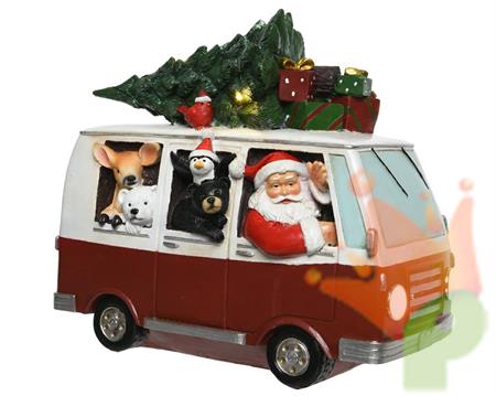 BUS SANTA CLAUS E ANIMALI CON 8 LED LUCE CALDA