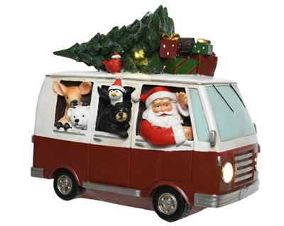 BUS SANTA CLAUS E ANIMALI CON 8 LED LUCE CALDA