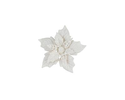 DECORAZIONE PER ALBERO DI NATALE FIORE CON CLIP BIANCO 2PZ