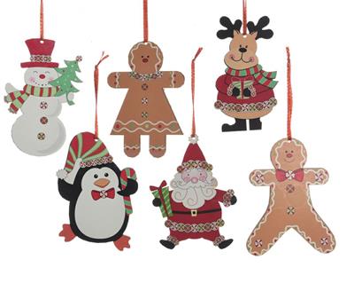 PENDENTE PER ALBERO DI NATALE 6 FIGURE ASSORTITE