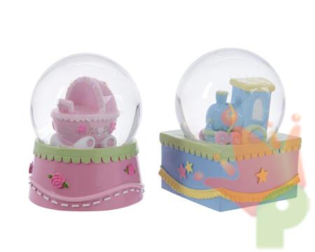 SFERA DI NEVE  DECORAZIONE BABY 2 COL ASS D.6X8,6