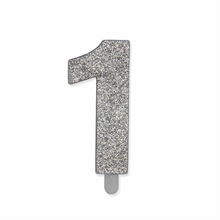 CANDELINA NUMERO 1 CERA SWEETY ARGENTO GLITTER