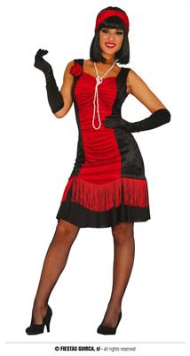 COSTUME CHARLESTON ROSSO E NERO ADULTA TAGLIA M 38 40