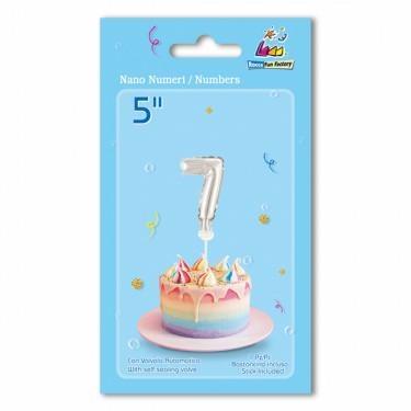 PALLONCINO MYLAR 5INCH 12,5CM NUMERO 7 ARGENTO