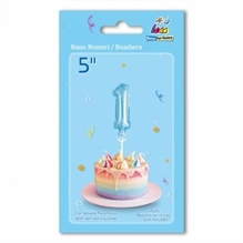 PALLONCINO MYLAR 5INCH 12,5CM NUMERO 1 CELESTE