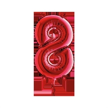 PALLONCINO MYLAR 14INCH 36CM NUMERO 8 ROSSO 5PZ