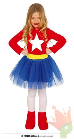 COSTUME SUPER EROE CAPITAN BAMBINA  3-4 ANNI