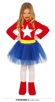 COSTUME SUPER EROE CAPITAN BAMBINA  3-4 ANNI