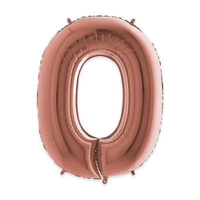 PALLONCINO MYLAR NUMERO 0 40INCH 102CM ROSE GOLD