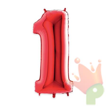 PALLONCINO MYLAR NUMERO 1 40INCH - 102CM ROSSO