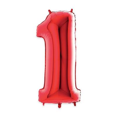 PALLONCINO MYLAR NUMERO 1 40INCH - 102CM ROSSO