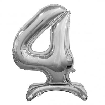 PALLONCINO MYLAR NUMERO 4 30INCH-74CM ARGENTO AD ARIA