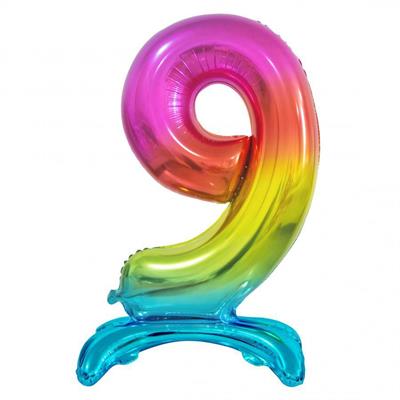 PALLONCINO MYLAR NUMERO 9 30INCH-74CM MULTICOLOR AD ARIA