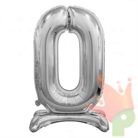 PALLONCINO MYLAR NUMERO 0 18INCH-38CM ARGENTO AD ARIA