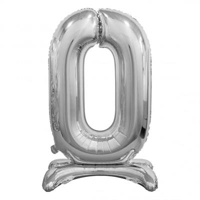 PALLONCINO MYLAR NUMERO 0 18INCH-38CM ARGENTO AD ARIA