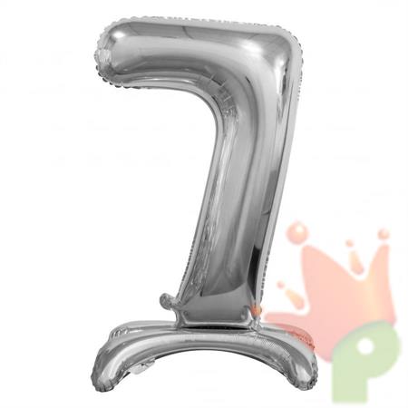 PALLONCINO MYLAR NUMERO 7 18INCH-38CM ARGENTO AD ARIA