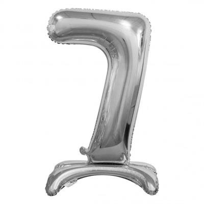 PALLONCINO MYLAR NUMERO 7 18INCH-38CM ARGENTO AD ARIA