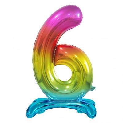 PALLONCINO MYLAR NUMERO 6 18INCH-38CM MULTICOLOR AD ARIA