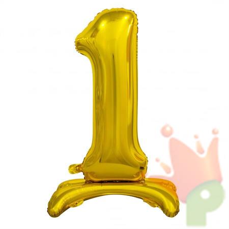 PALLONCINO MYLAR NUMERO 1 18INCH-38CM ORO AD ARIA